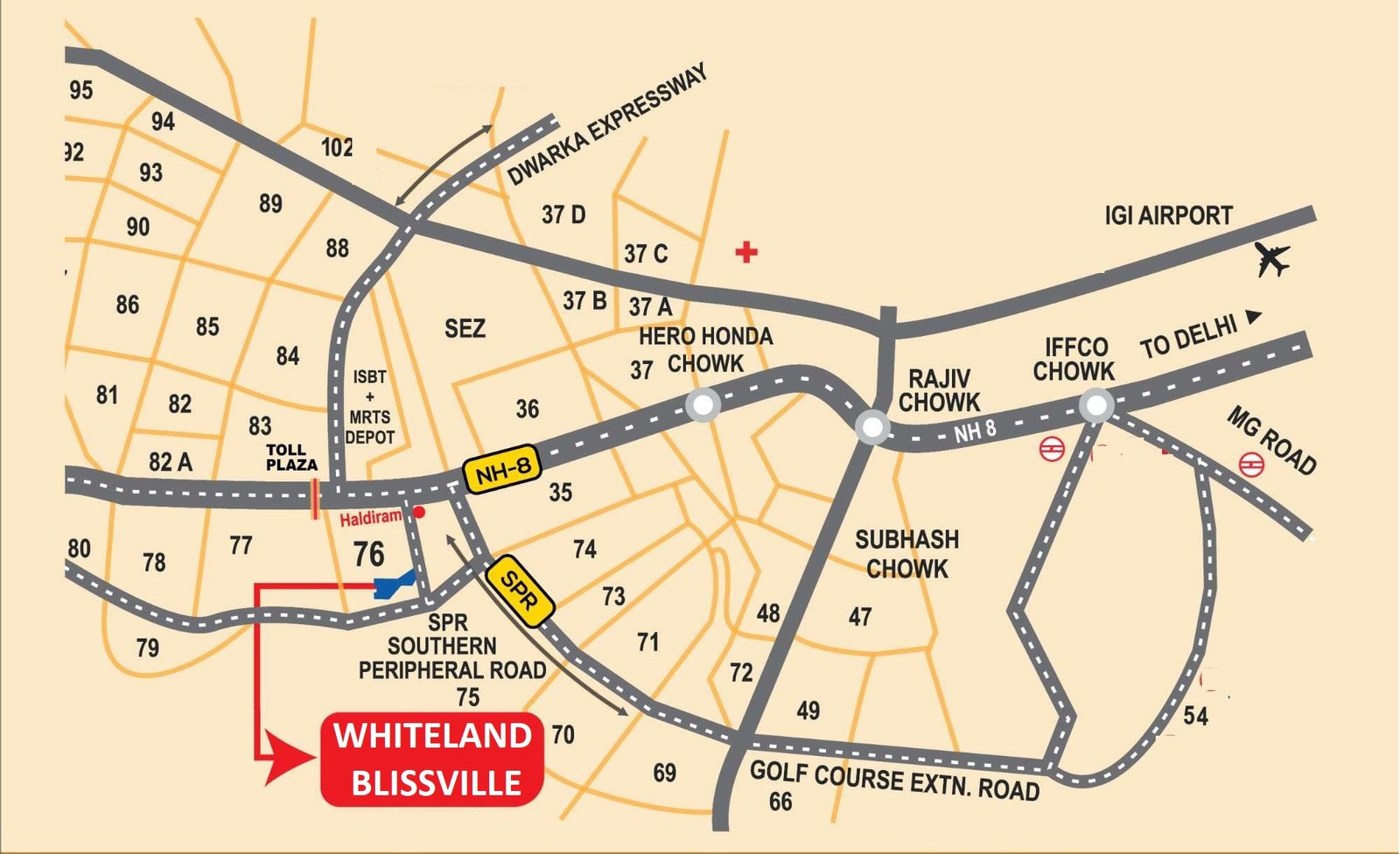 Whiteland Blissville Location Map
