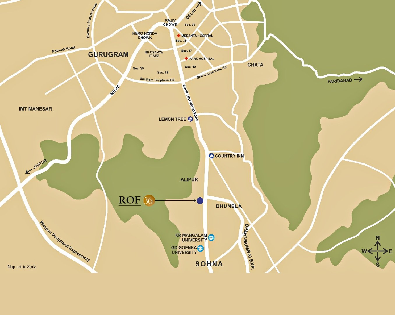 Rof-36-high-rise-apartments-sector-36-sohna-location-map