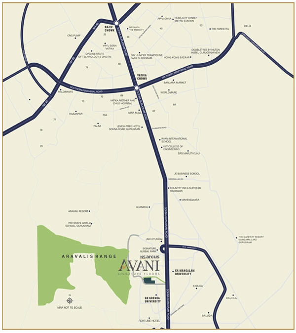 Avani-signature-floors-sector-2-sohna-location-map