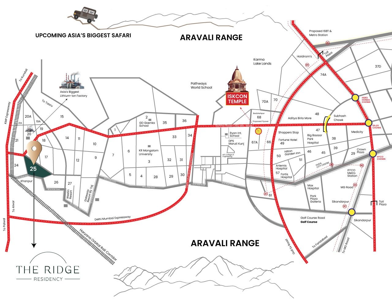 Rajgriham-the-ridge-residency-affordable-housing-sector-25-sohna-location-map