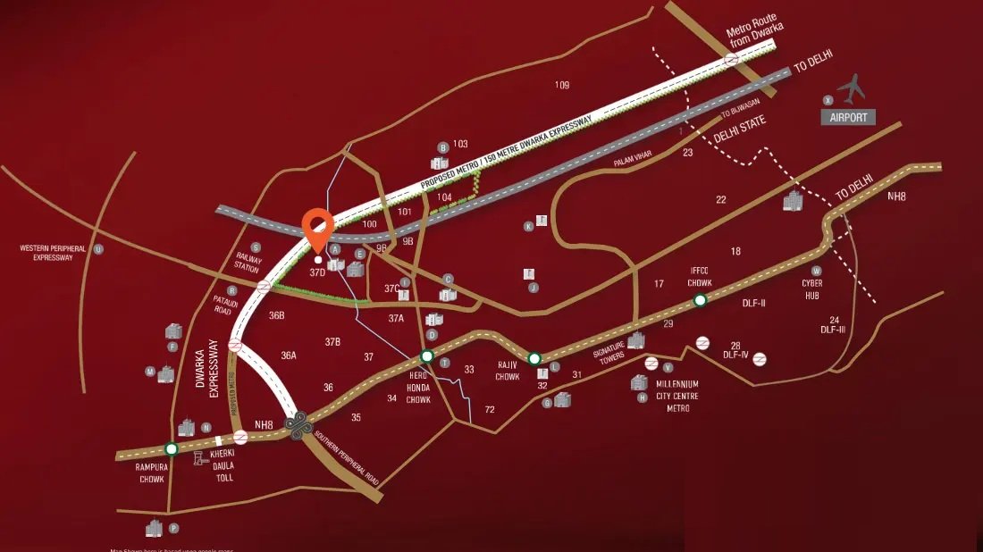 Signature-sarvam-at-dxp-estate-luxury-apartment-sector-37d-gurgaon-location-map