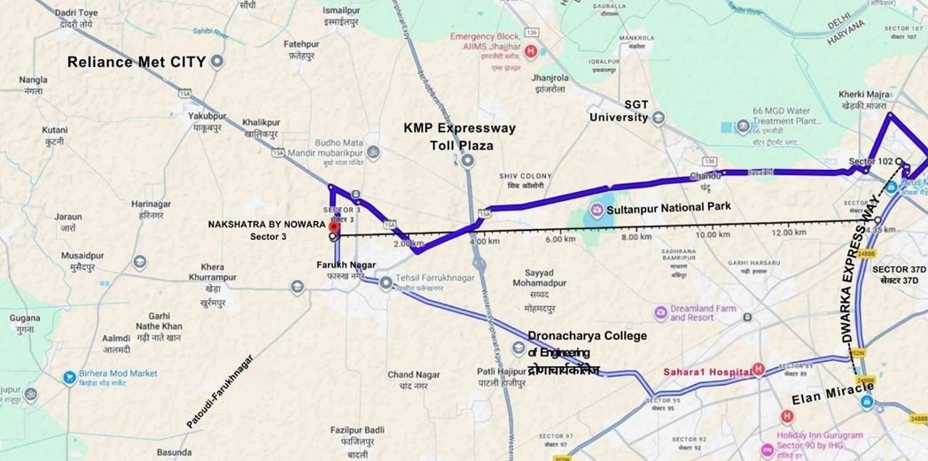 Nakshatra-arcade-affordable-shops-sector-3-farukhnagar-location-map