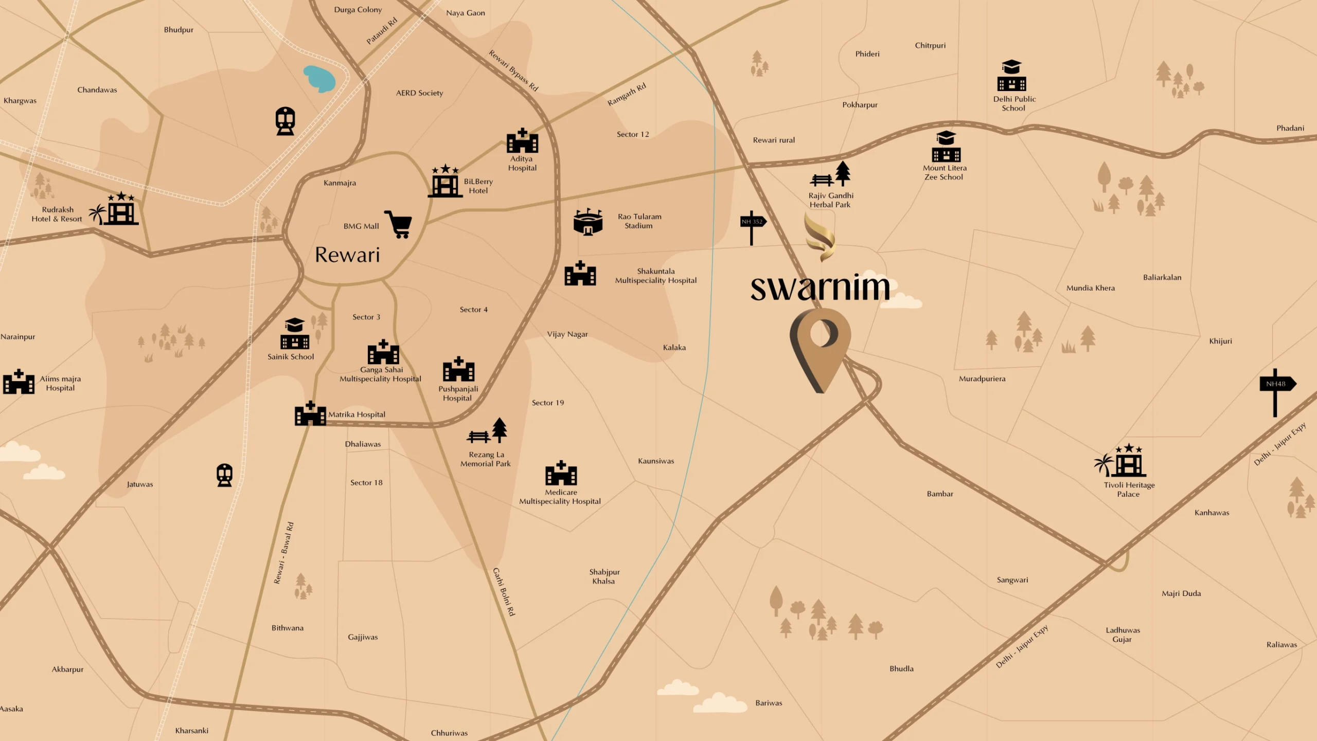 Ganga-realty-swarnim-71-affordable-shops-sector-22-rewari-location-map