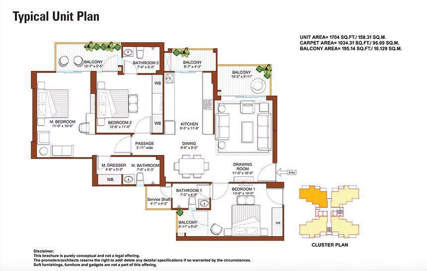 Tulip Yellow 3bhk Floor Plan