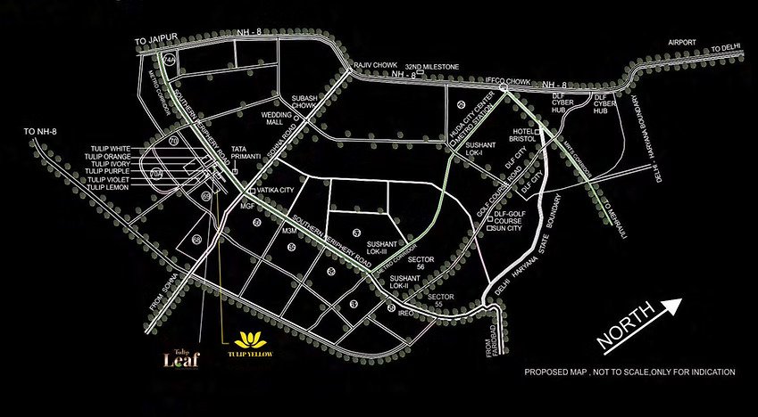 Tulip Yellow Location Map